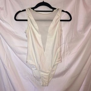 American Apparel Semi Sheer All White Bodysuit